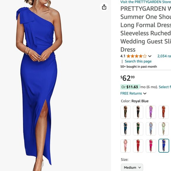 NWT PRETTYGARDEN Women's Summer One Shoulder Long Formal Dress - Picture 2 of 4